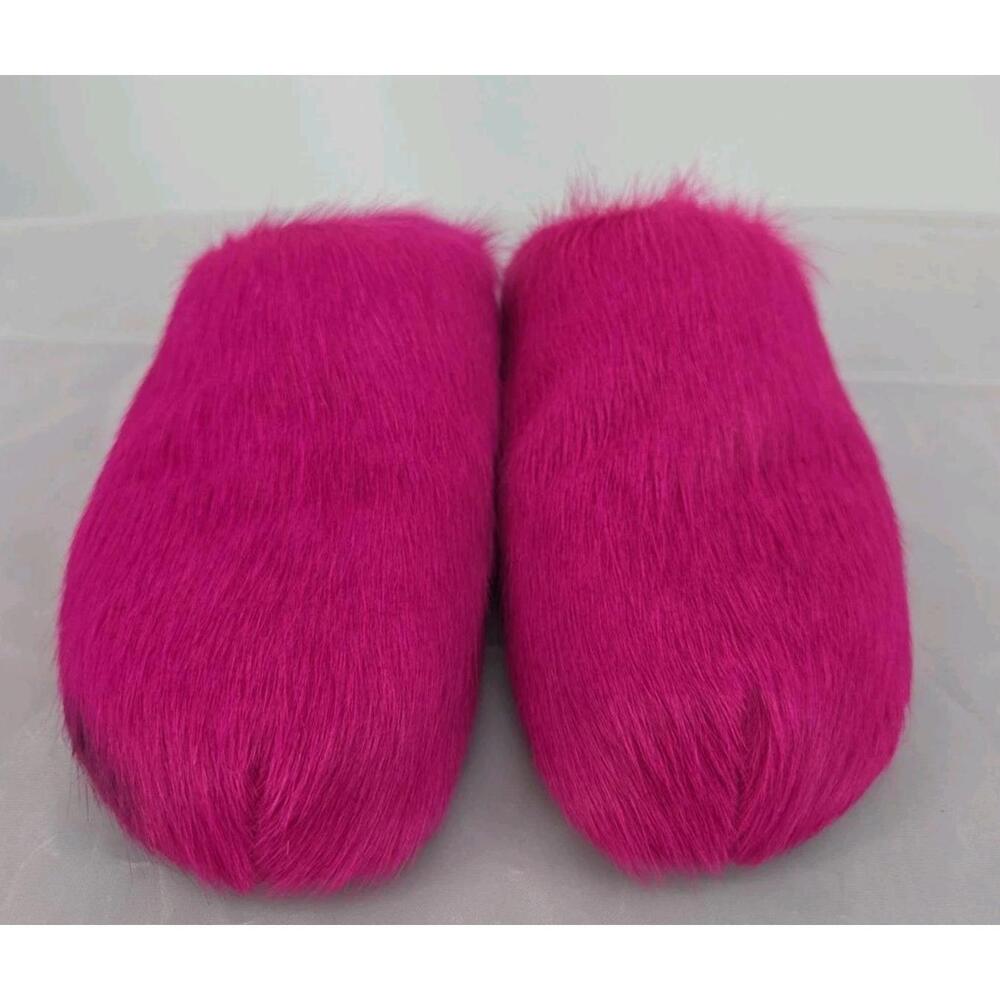 MARNI Fuchsia Pink Calf Hair Fussbett Sabot Loafers Size 46